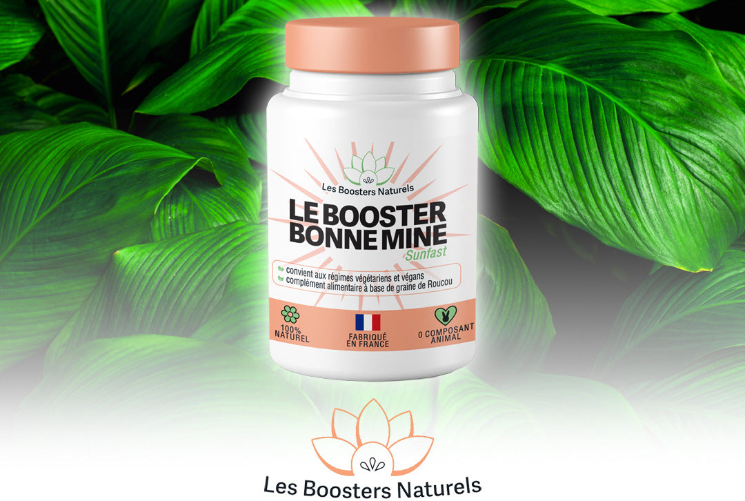Pack 1 complément alimentaire naturel et fabriqué en France Booster Bonne Mine pour teint hâlé jolie mine et préparation solaire au soleil