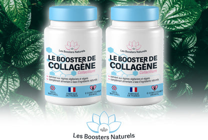 Pack 2 Booster de collagène complément alimentaire naturel et fabriqué en France anti-âge articulations belle peau cheveux ongles fortifiés renforcés